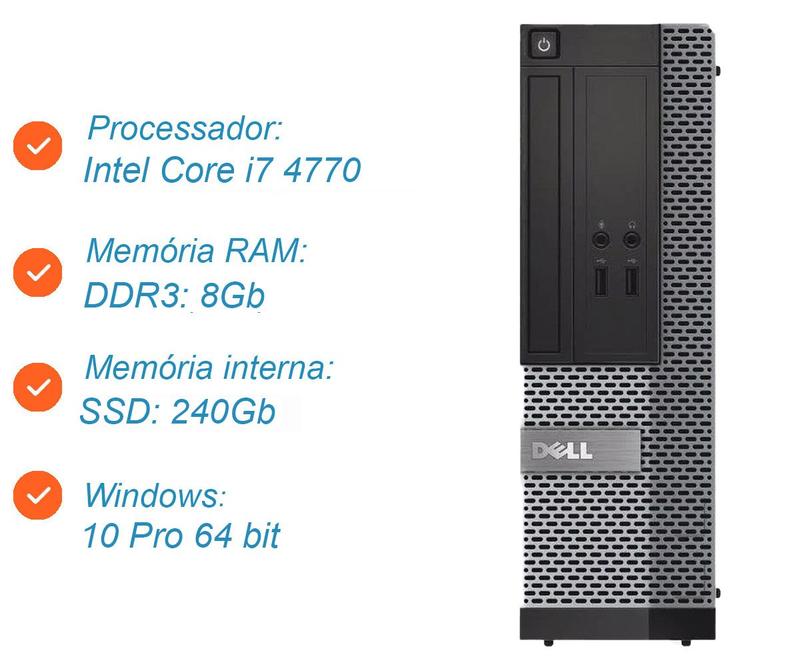 Computador DELL OptiPlex 9020 Core i7-4770 8Gb SSD 240Gb